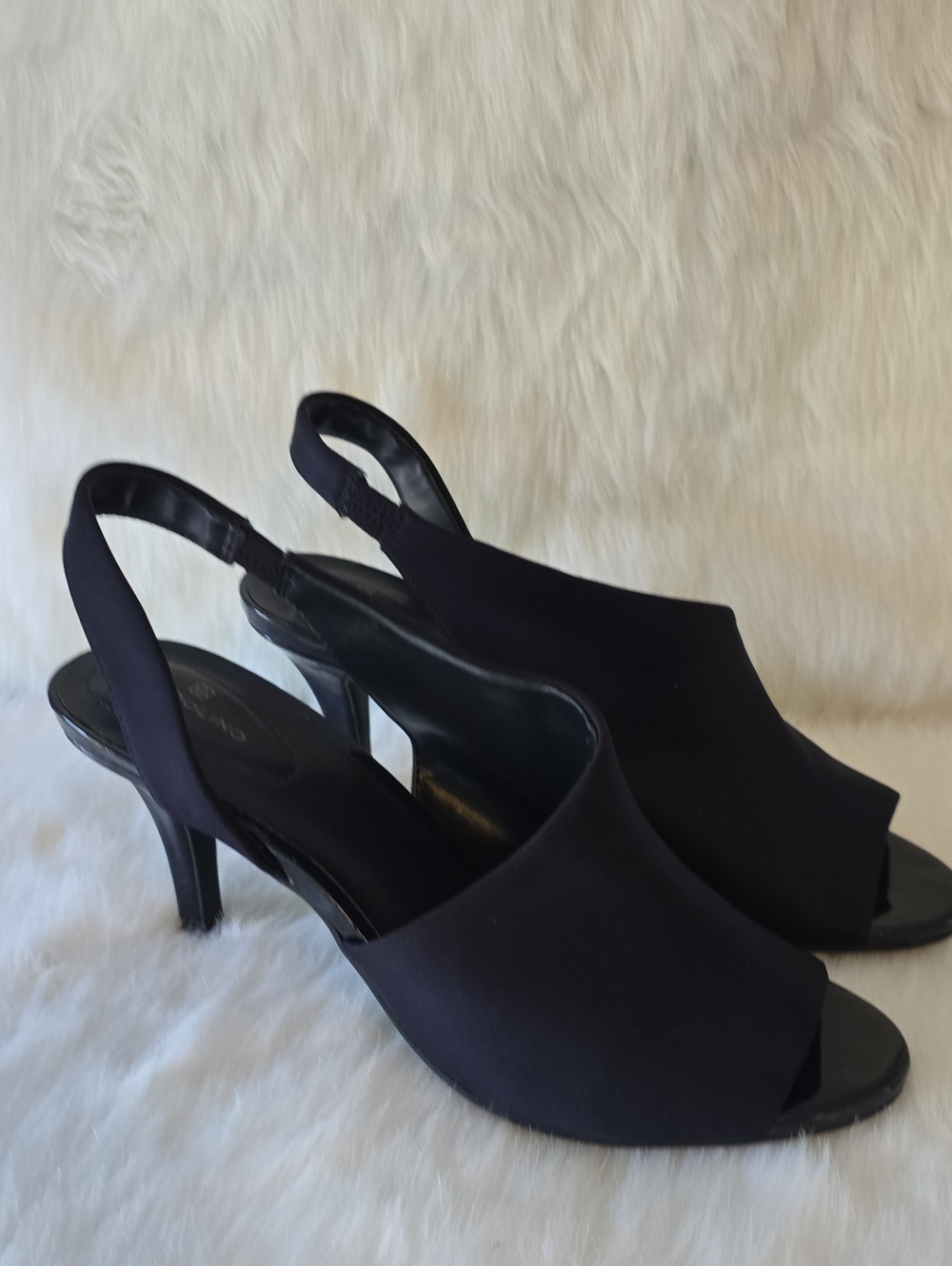 Bandolino Black Peep-Toe Slingback Heels